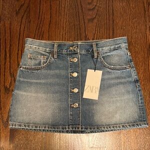 Zara Classic Blue Button-Up Mini Skirt